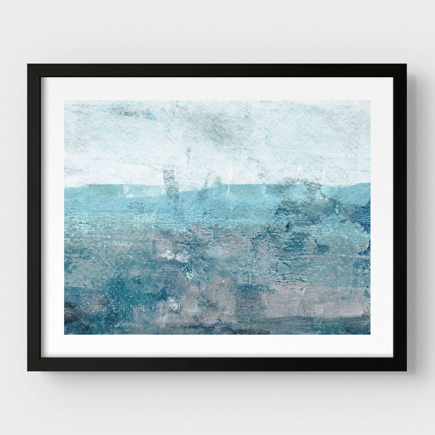 Aqua Blue and Grey Moody Seascape Print