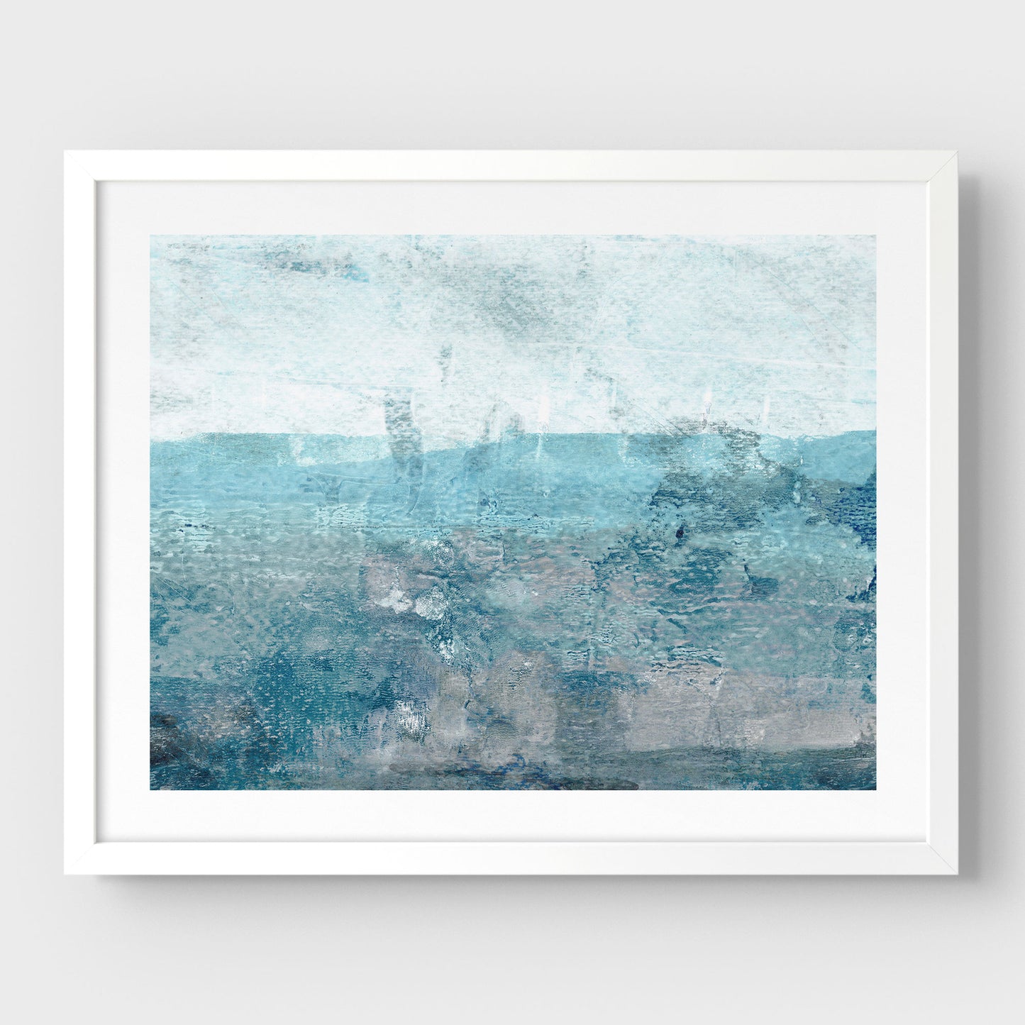 Aqua Blue and Grey Moody Seascape Print