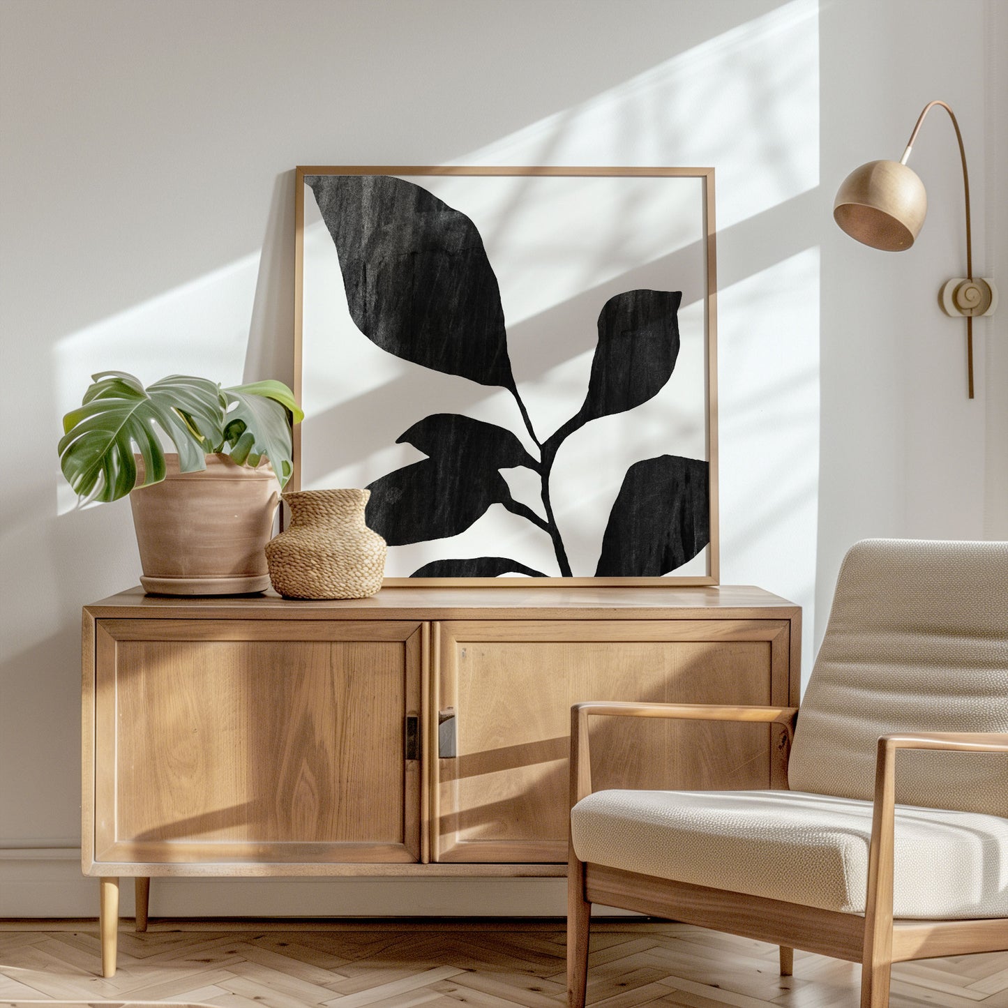 Six Leaf Plant Silhouette Print