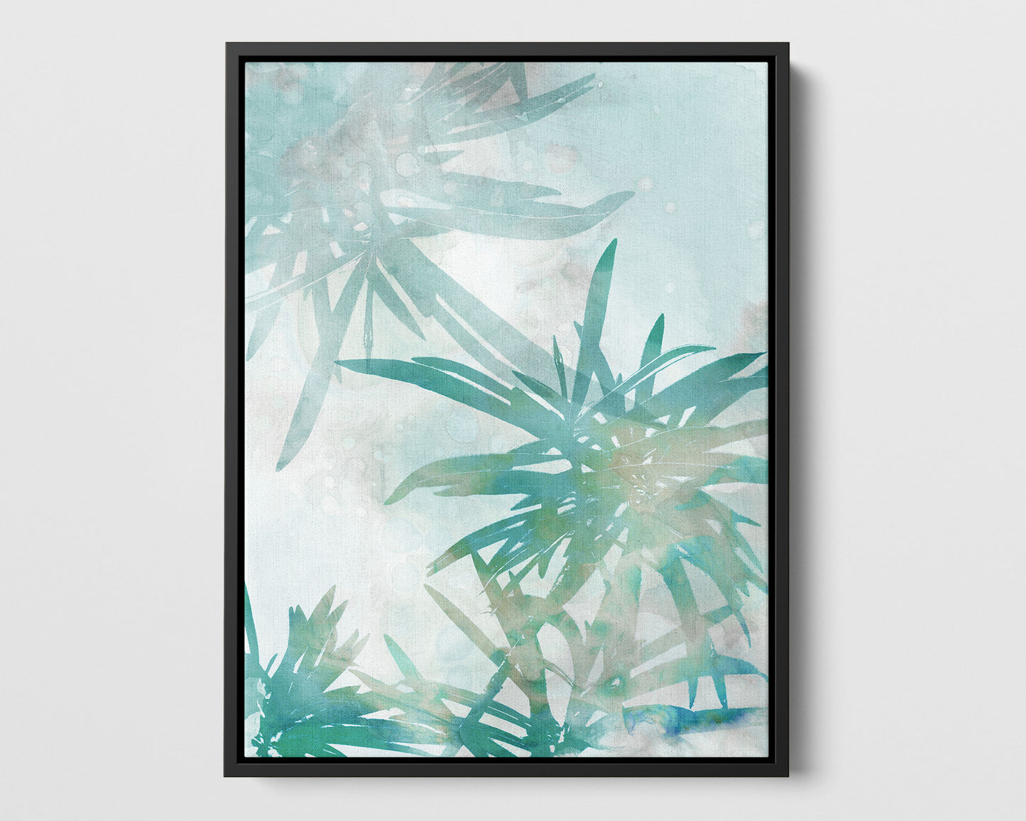 Teal and Aqua Palm Leaf Print