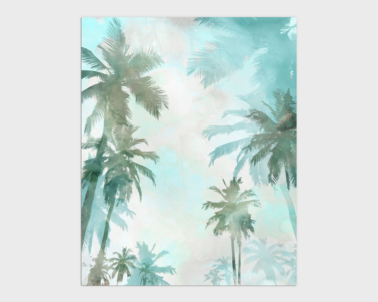 Teal and Aqua Palm Trees Print