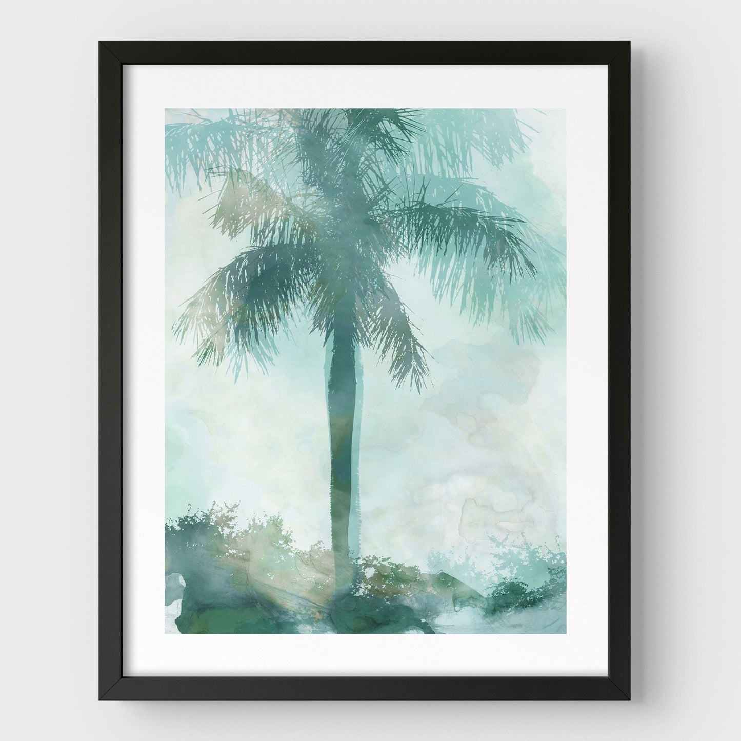 Teal and Aqua Palm Tree Print