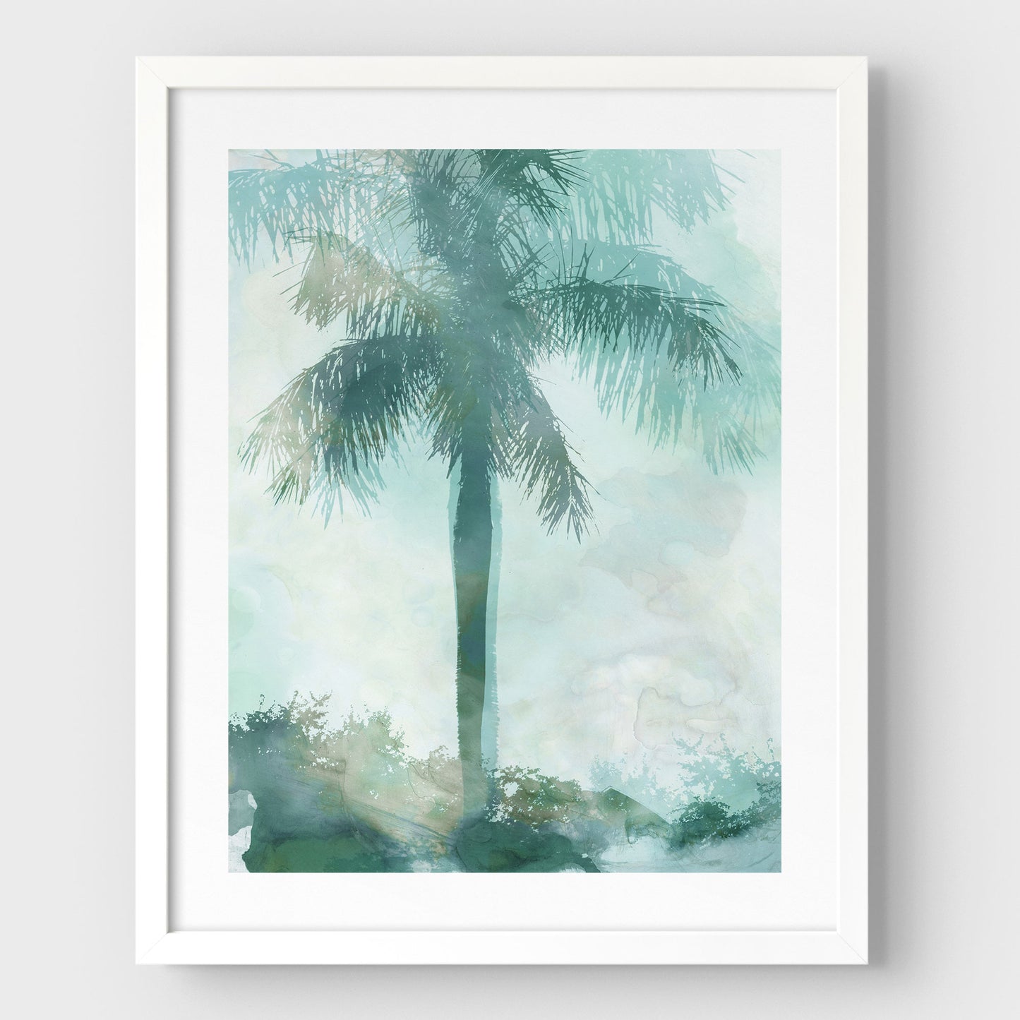 Teal and Aqua Palm Tree Print
