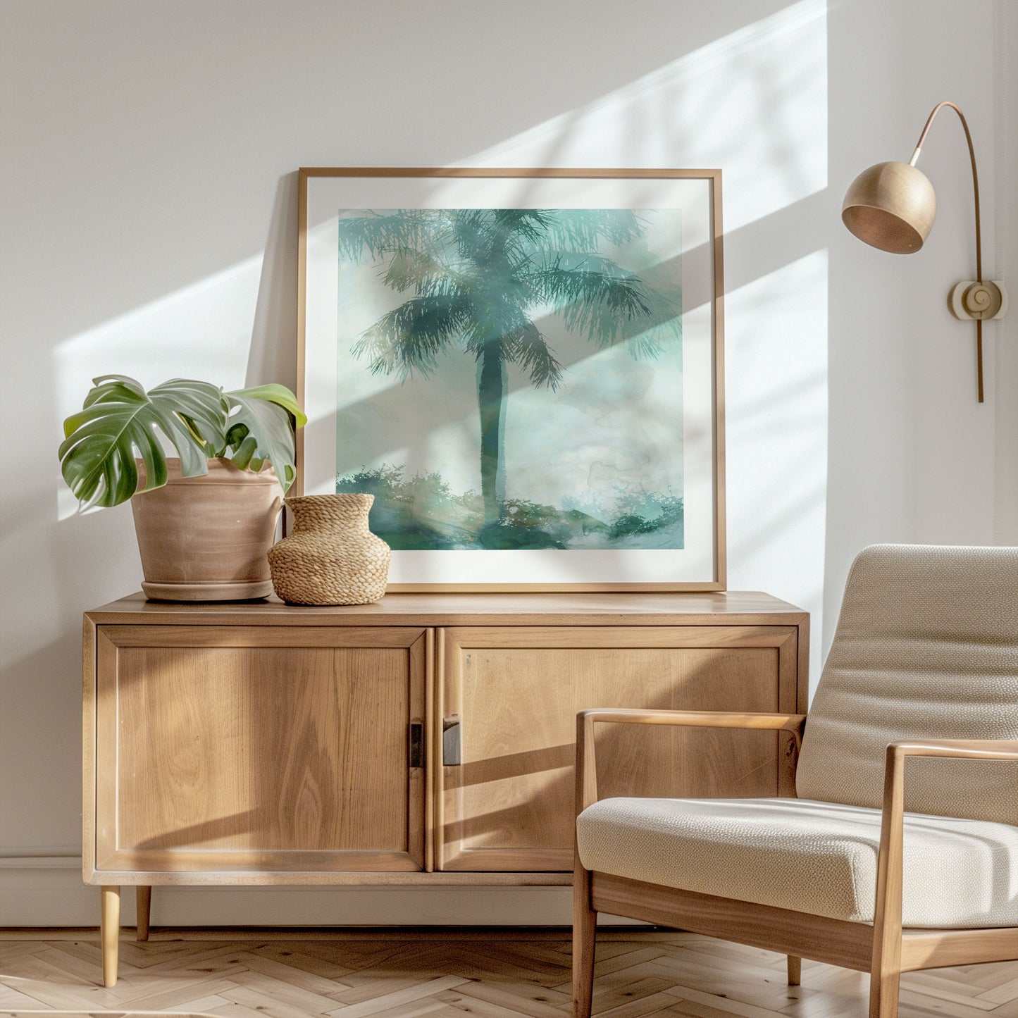 Teal and Aqua Palm Tree Print