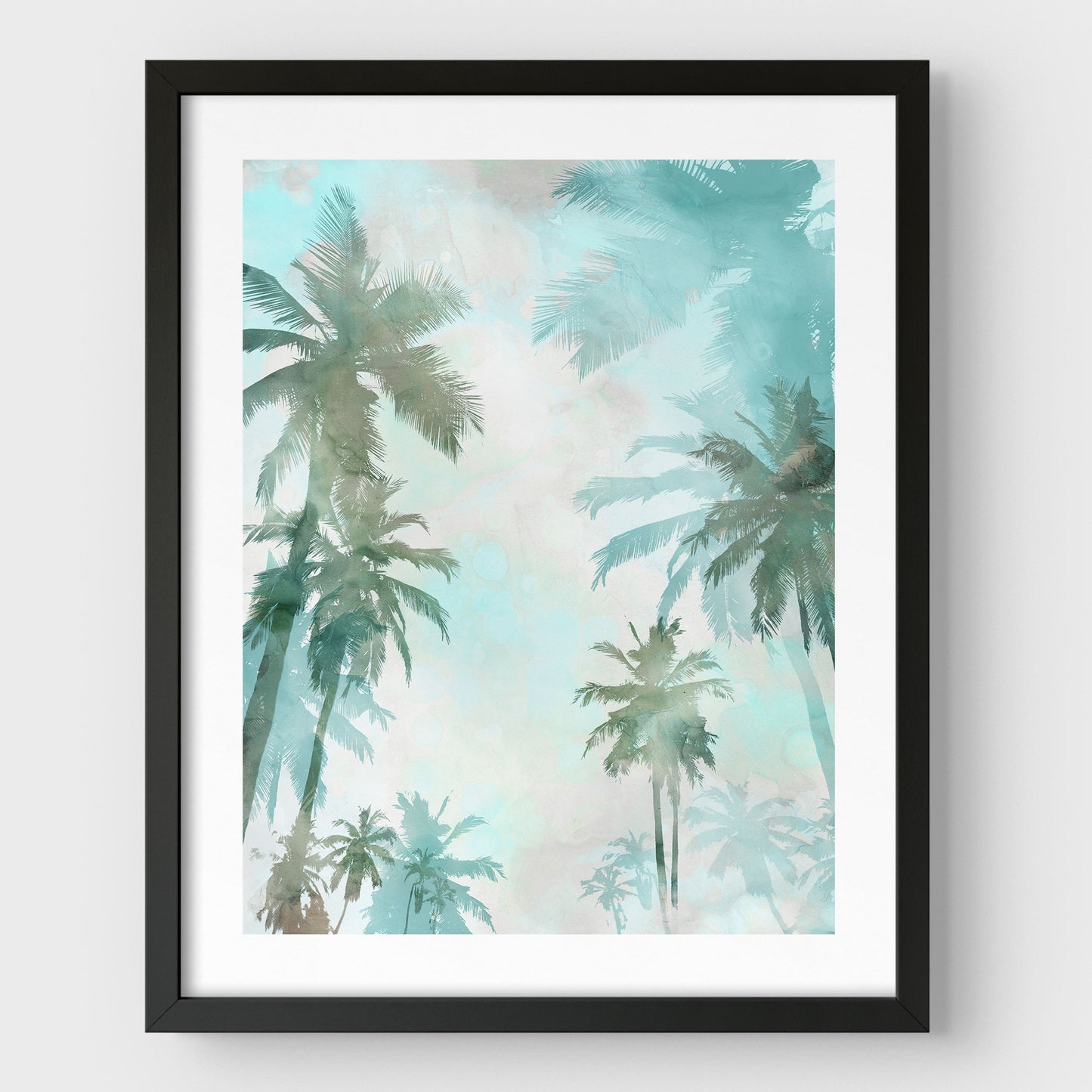 Teal and Aqua Palm Trees Print