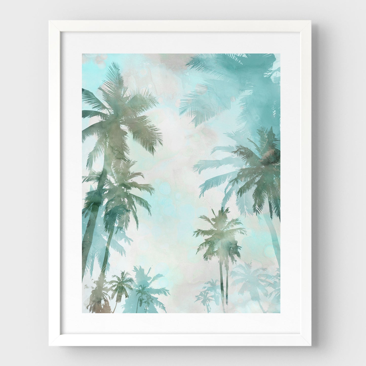 Teal and Aqua Palm Trees Print