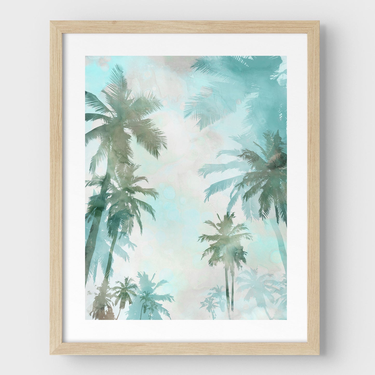 Teal and Aqua Palm Trees Print