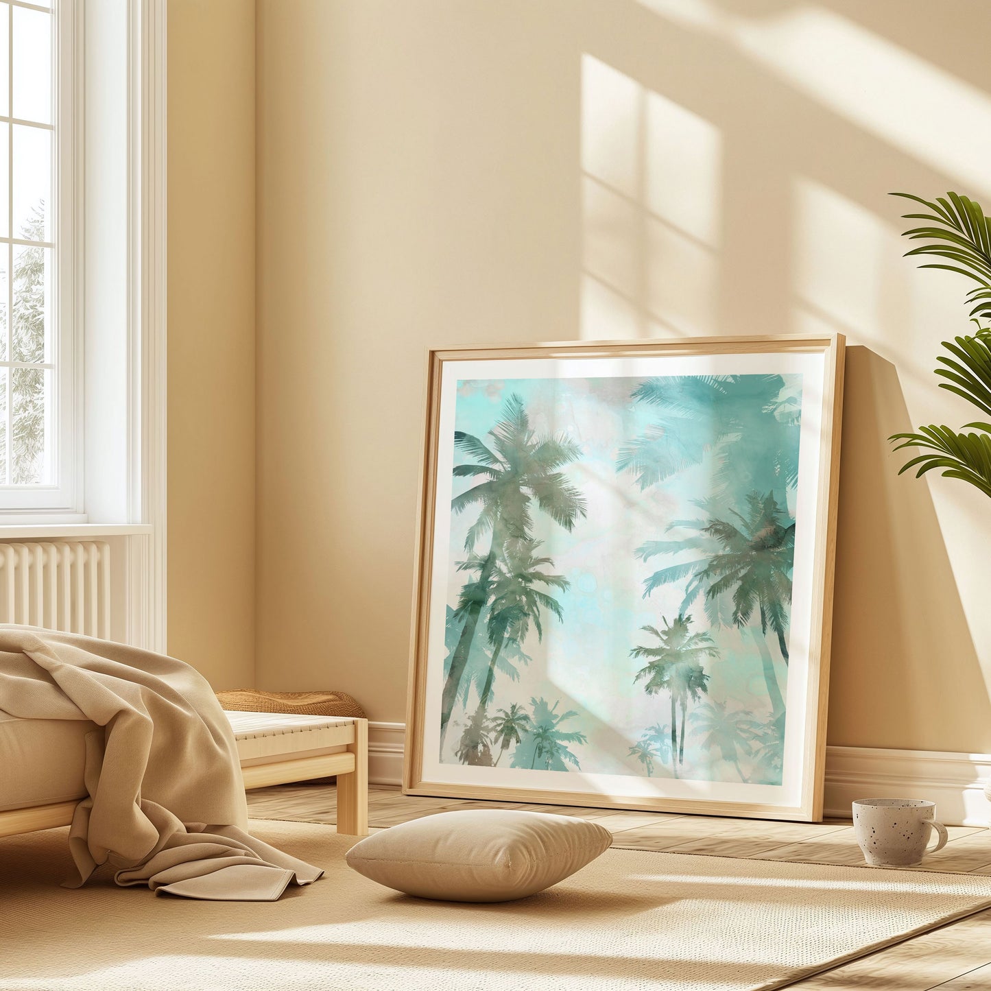 Teal and Aqua Palm Trees Print