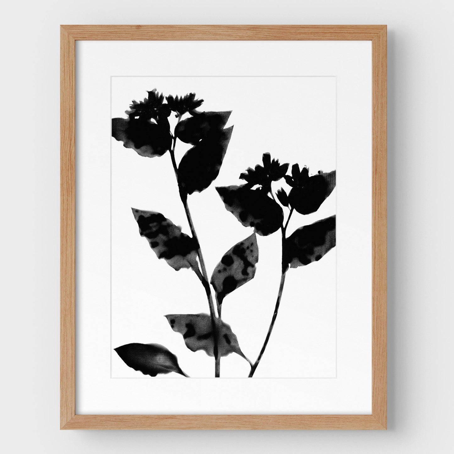 Black and White Flower Silhouette Print