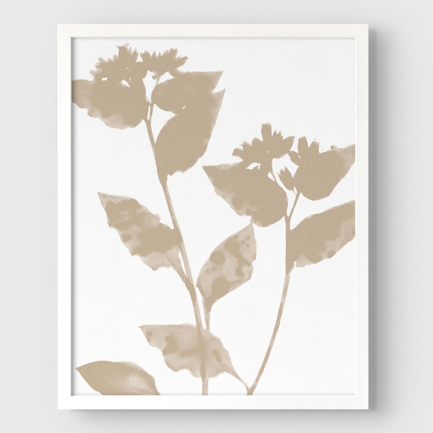 Beige Flower Silhouette Print