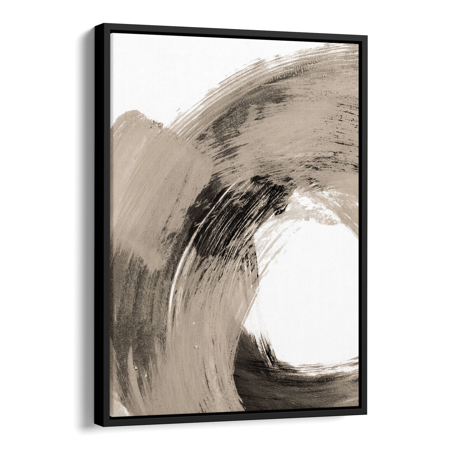 Black and Tan Curved Brushstroke Painting Abstract Print