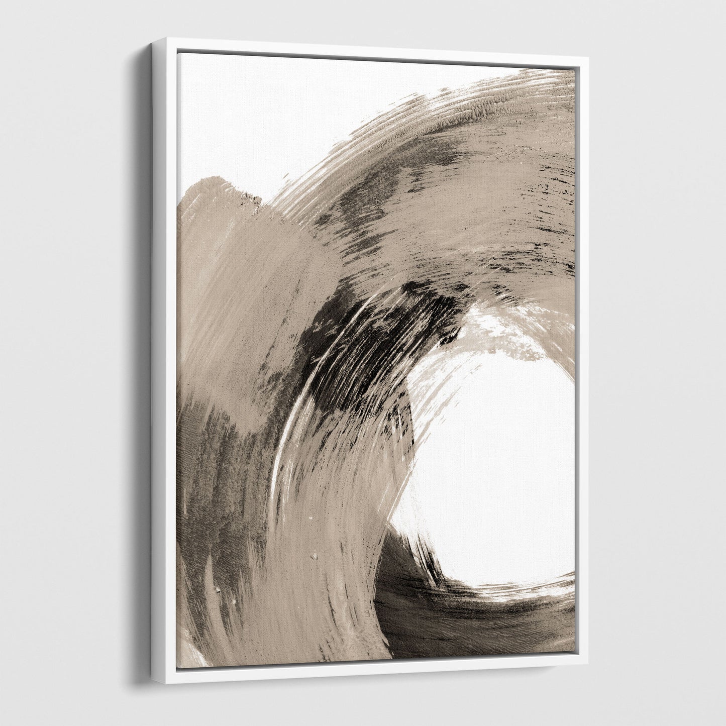 Black and Tan Curved Brushstroke Painting Abstract Print