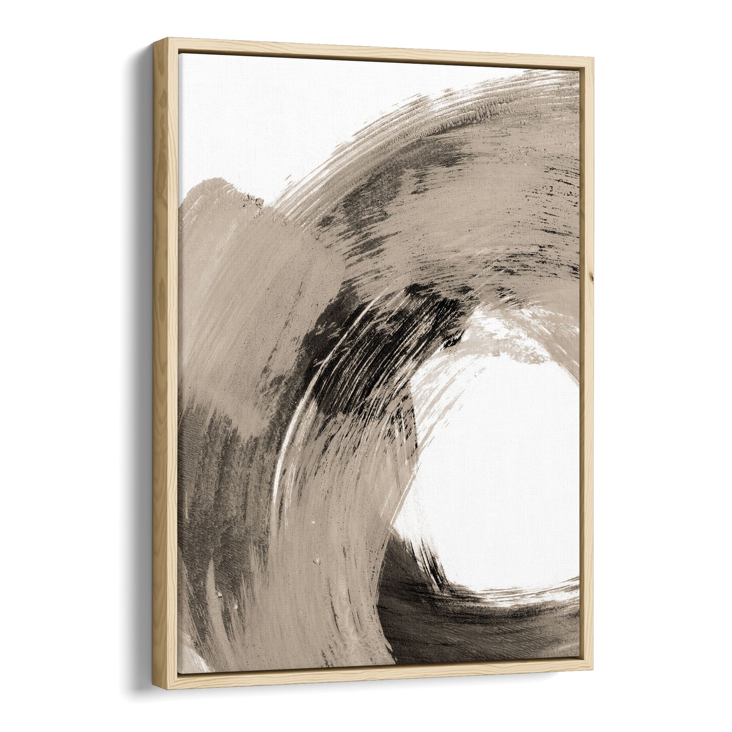Black and Tan Curved Brushstroke Painting Abstract Print