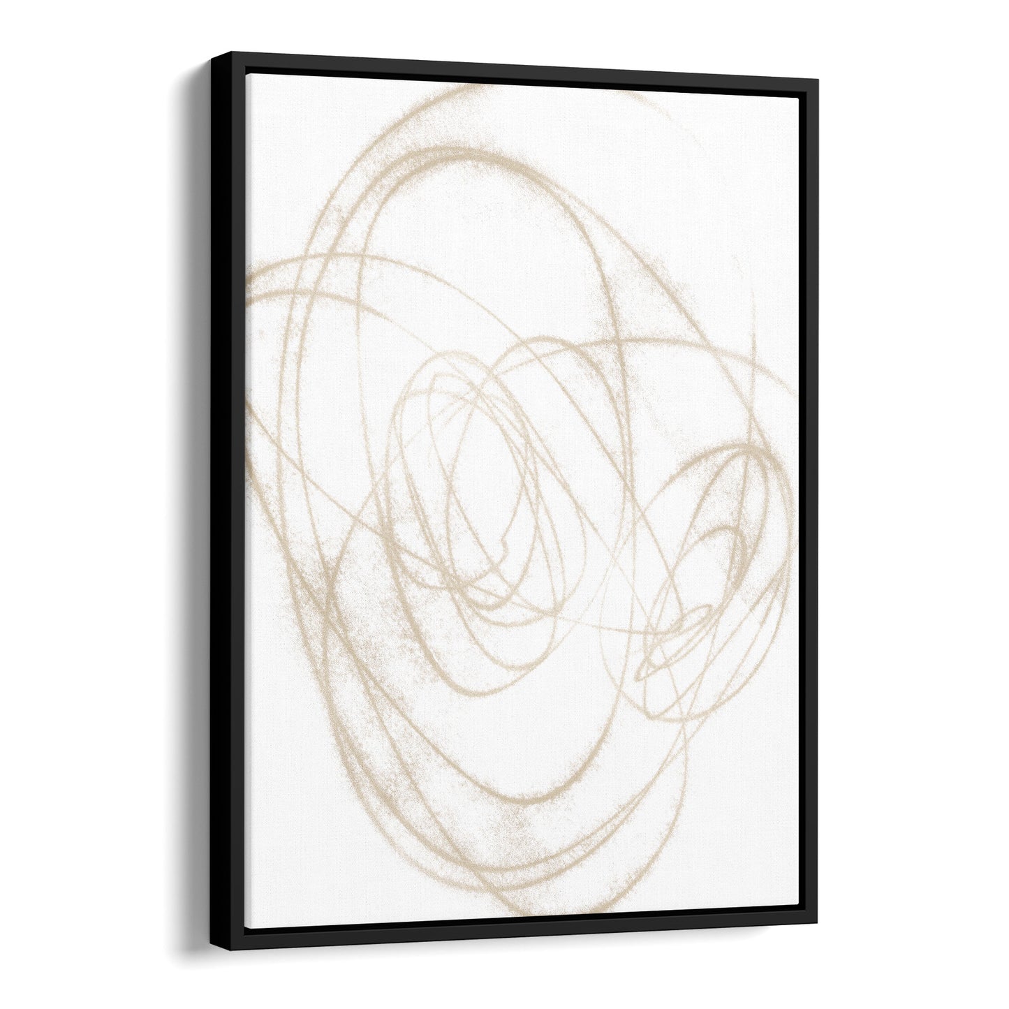 Beige Orbital Geometric Abstract Line Drawing Print