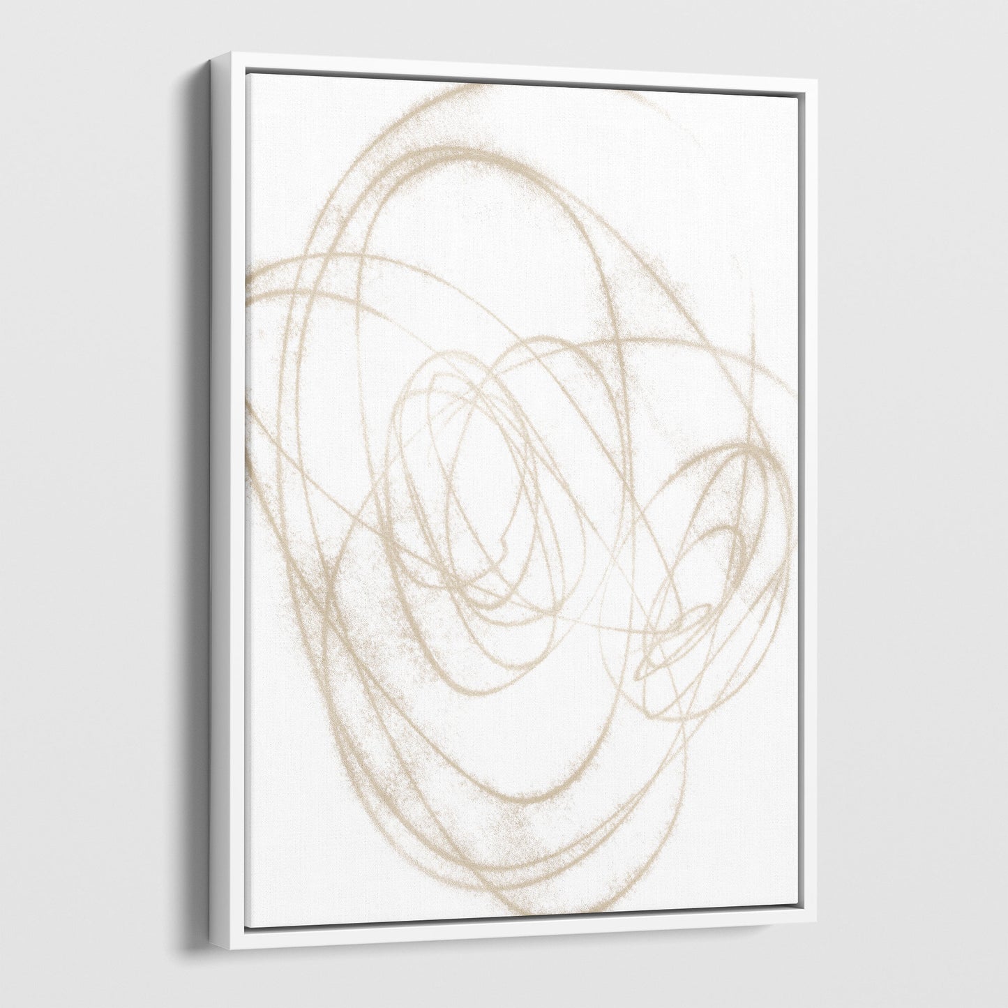 Beige Orbital Geometric Abstract Line Drawing Print