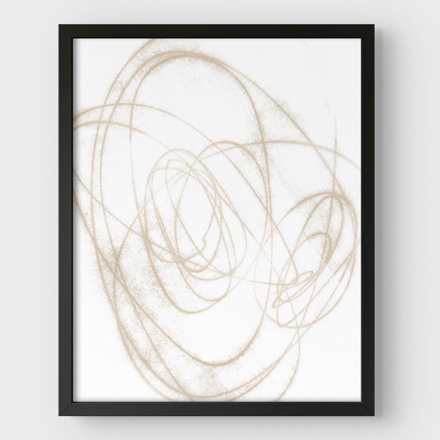 Beige Orbital Geometric Abstract Line Drawing Print