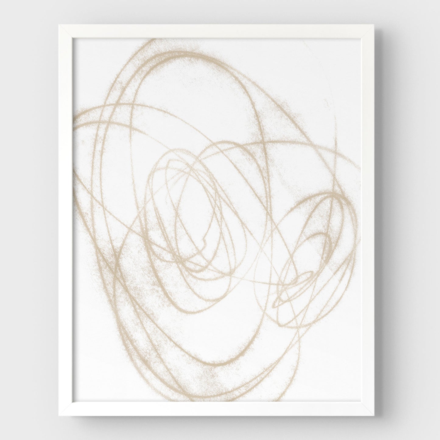 Beige Orbital Geometric Abstract Line Drawing Print