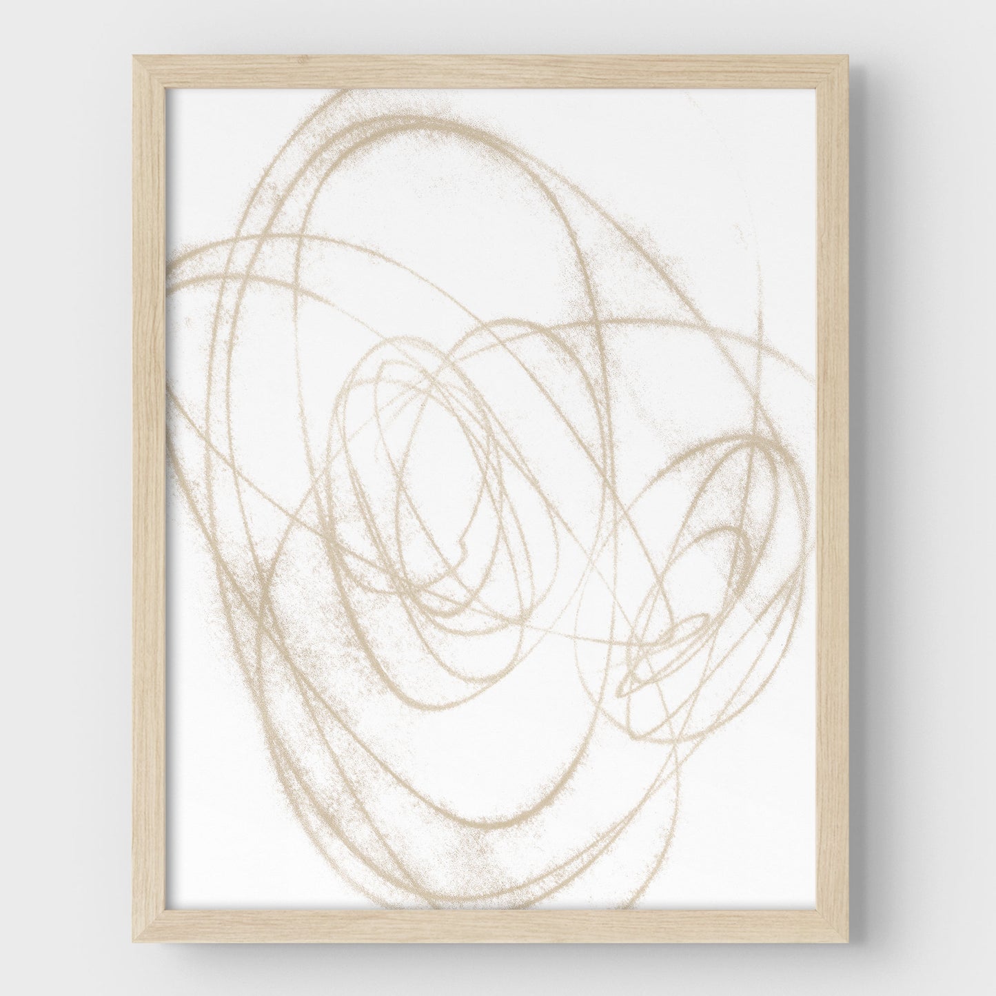 Beige Orbital Geometric Abstract Line Drawing Print