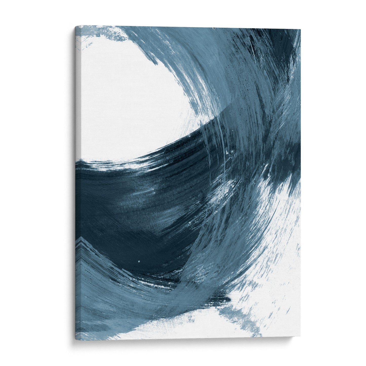 Blue Minimalist Abstract Curved Brush Stroke Painting Print
