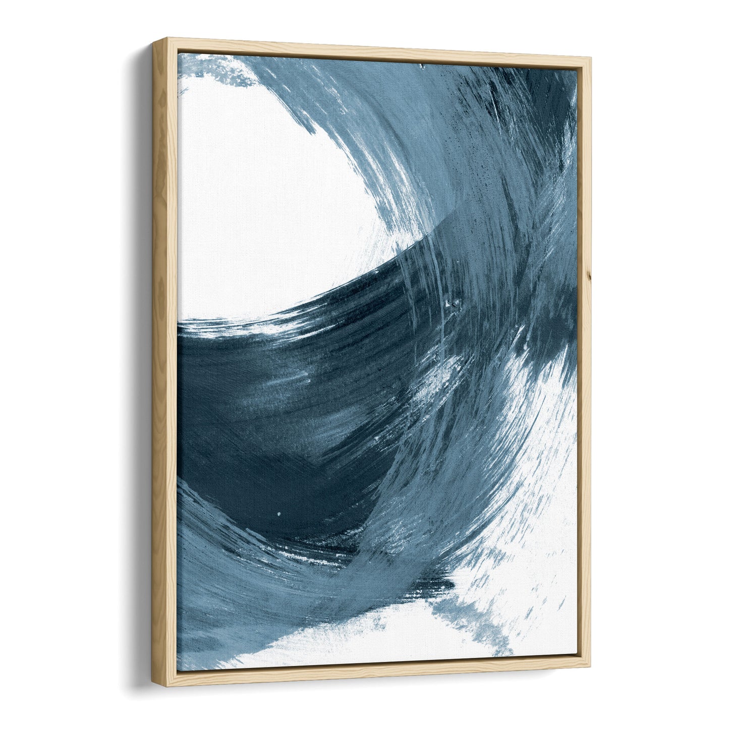 Blue Minimalist Abstract Curved Brush Stroke Painting Print