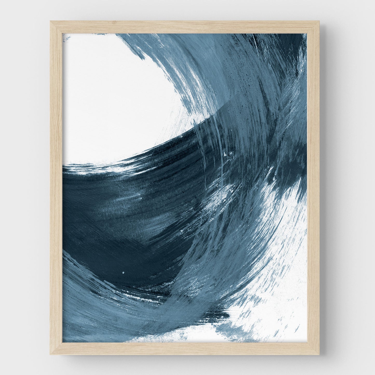 Blue Minimalist Abstract Curved Brush Stroke Painting Print