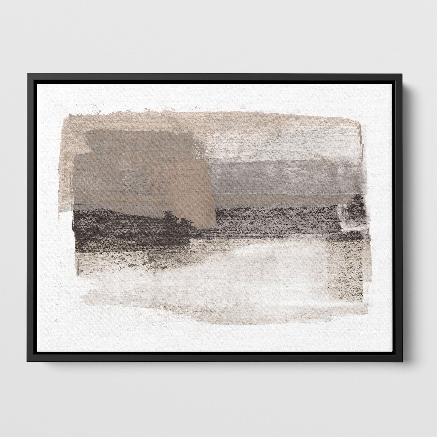Taupe and Charcoal Horizontal Abstract Painting Print