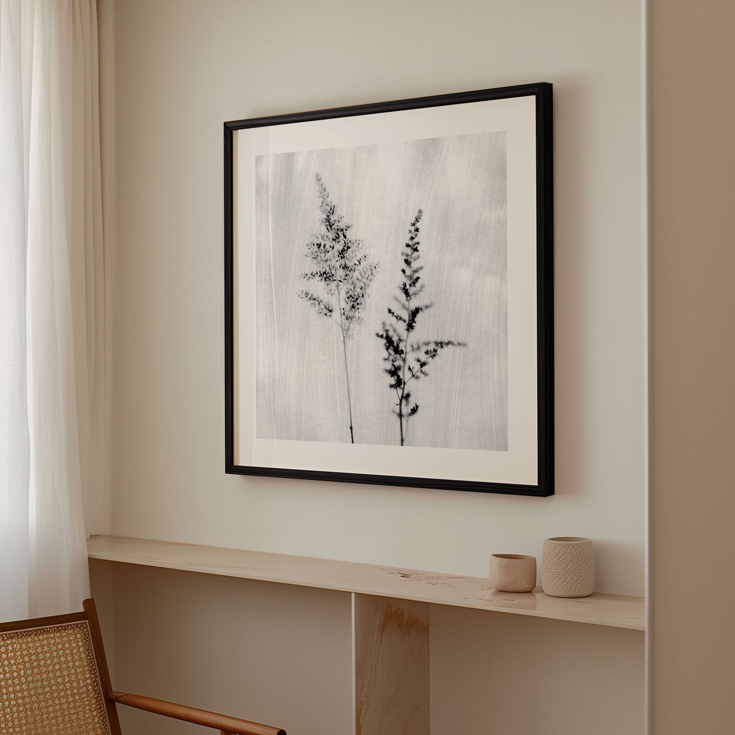 Black and White Wildflower Print