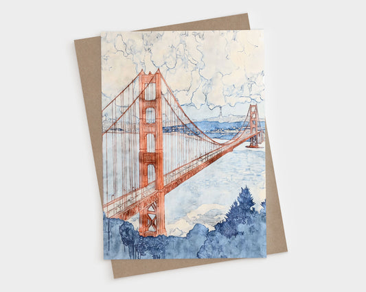 Golden Gate Bridge Watercolor Note Cards