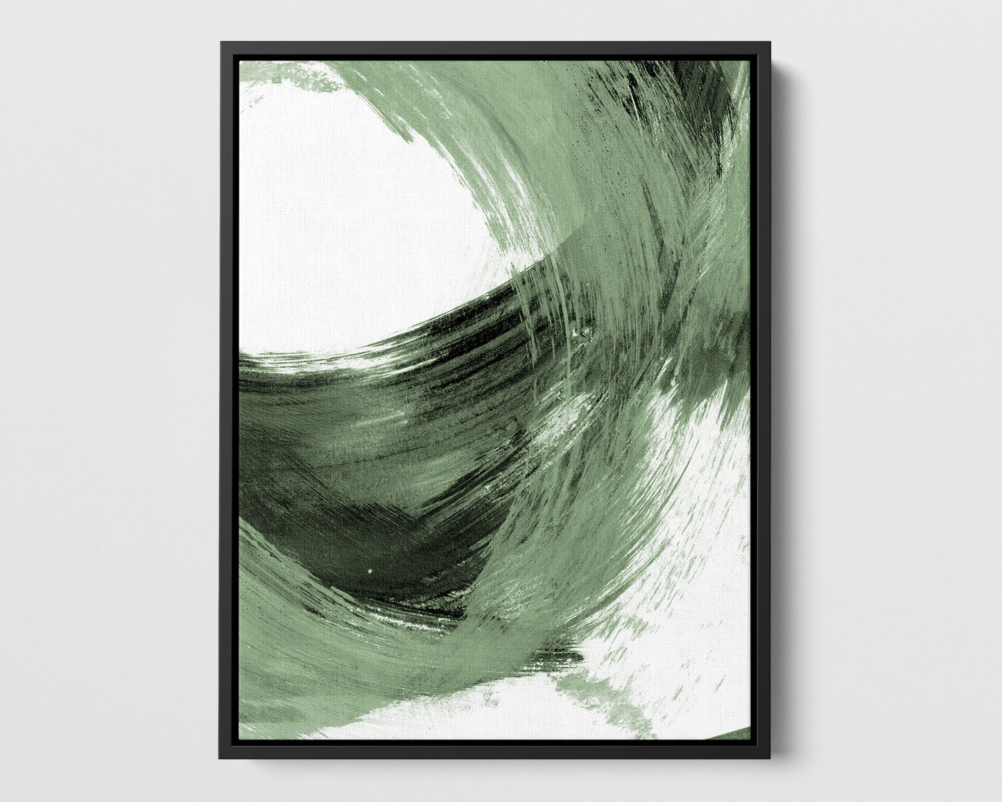 Green and Black Curved Brushstrokes II Print