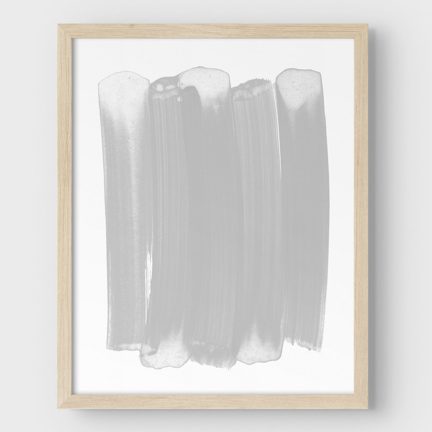 Grey Modern Minimalist Abstract Brushstrokes Painting Print