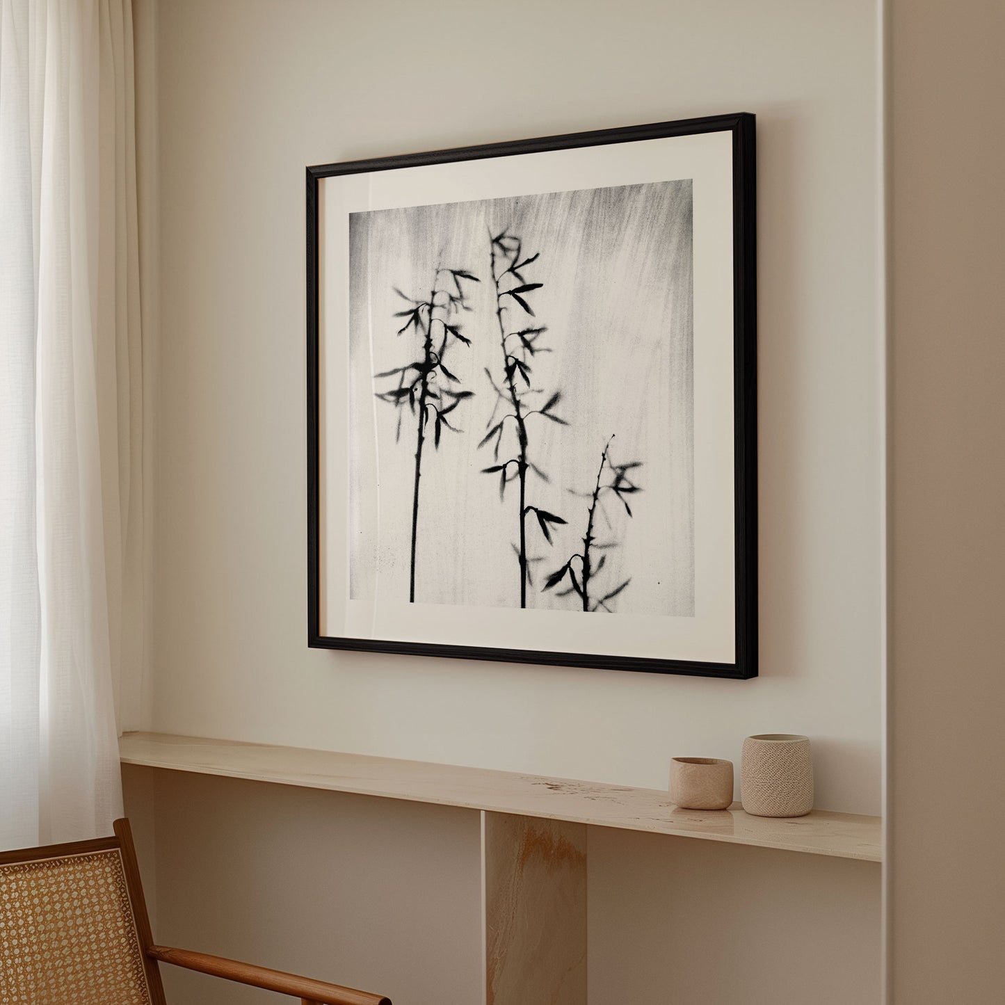 Black and White Bamboo Print