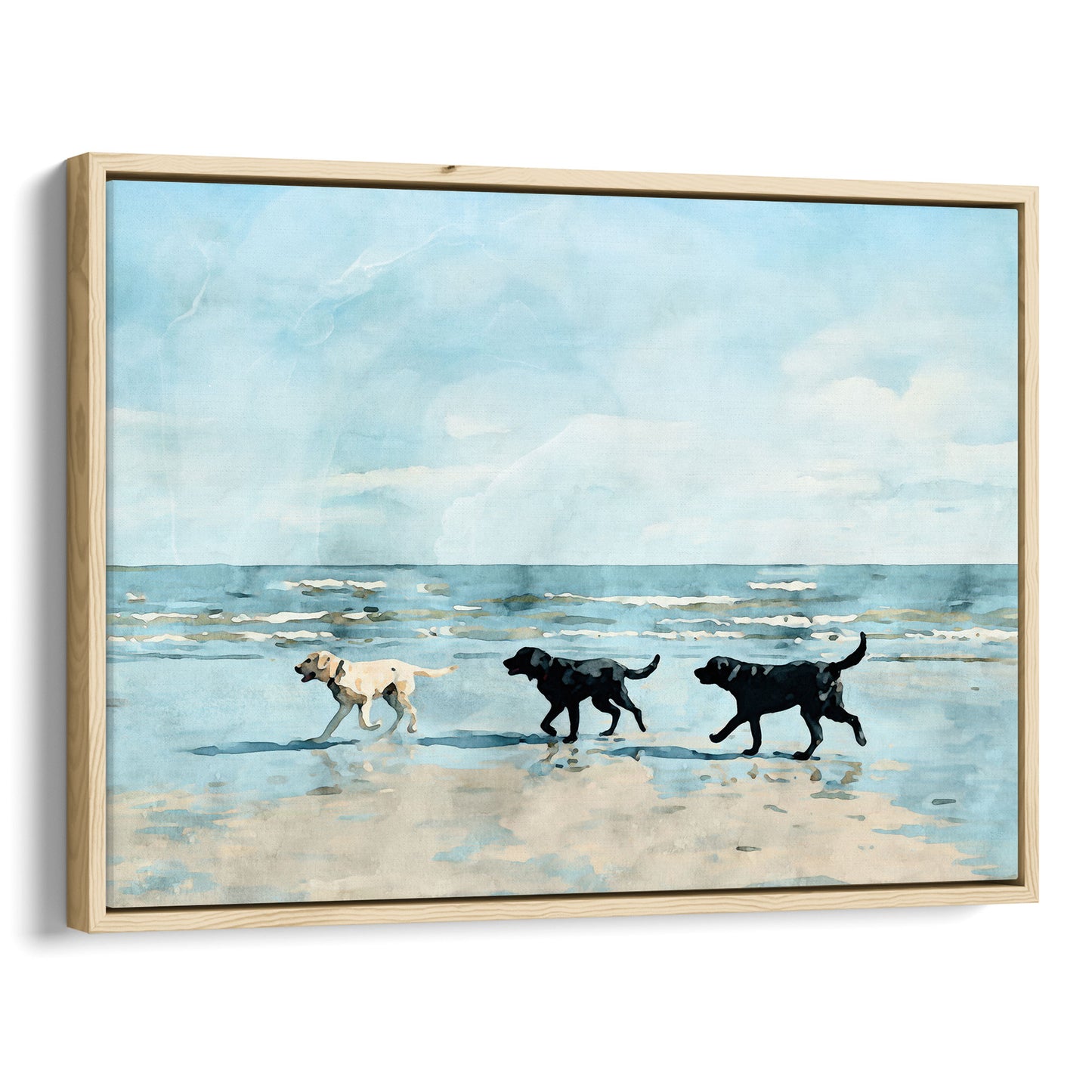Labrador Retrievers on a Beach Art Print