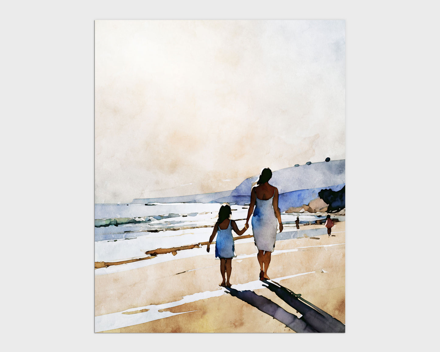 Mother and Daughter Beach Walk Print