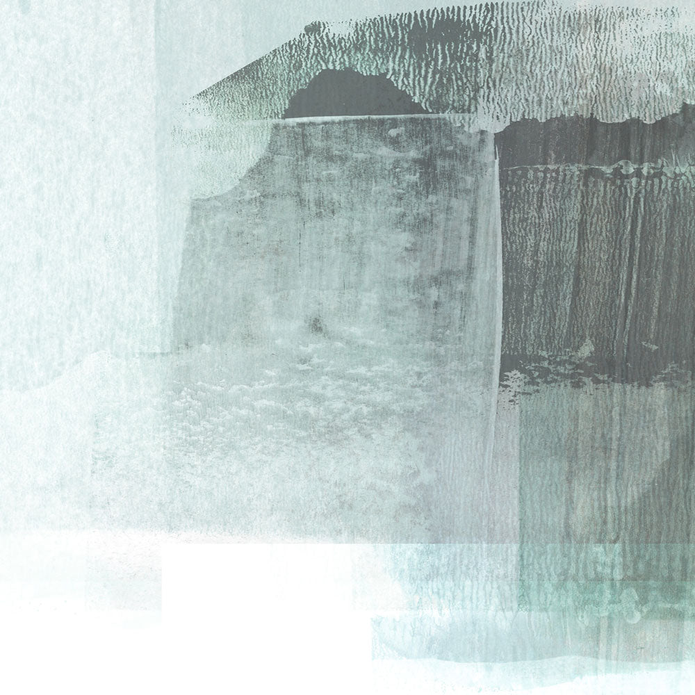 Aqua Blue and Grey Horizontal Minimalist Abstract Painting Print