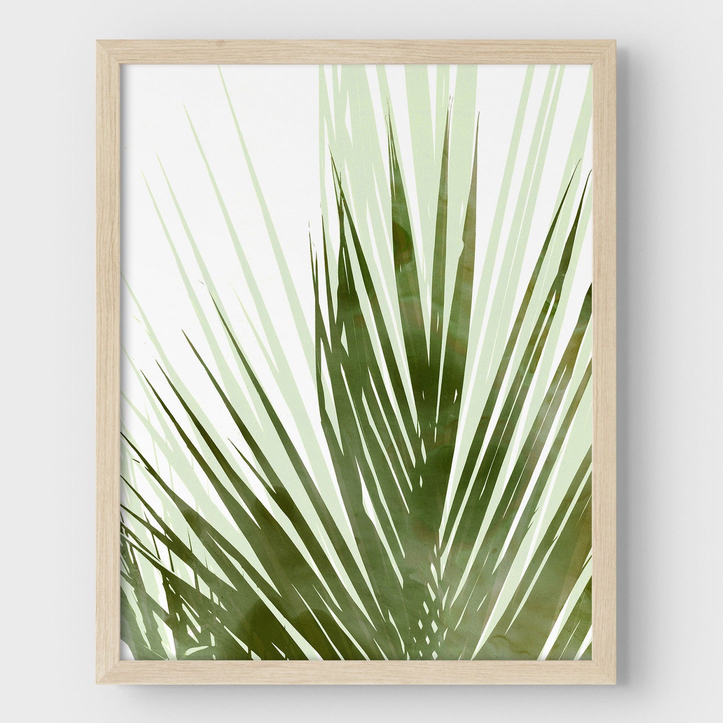 Olive Green Abstract Palm Leaf Botanical Silhouette Print