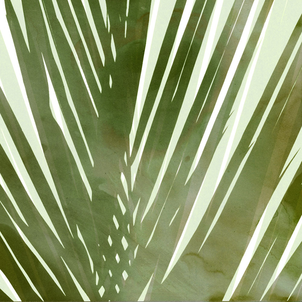 Olive Green Abstract Palm Leaf Botanical Silhouette Print