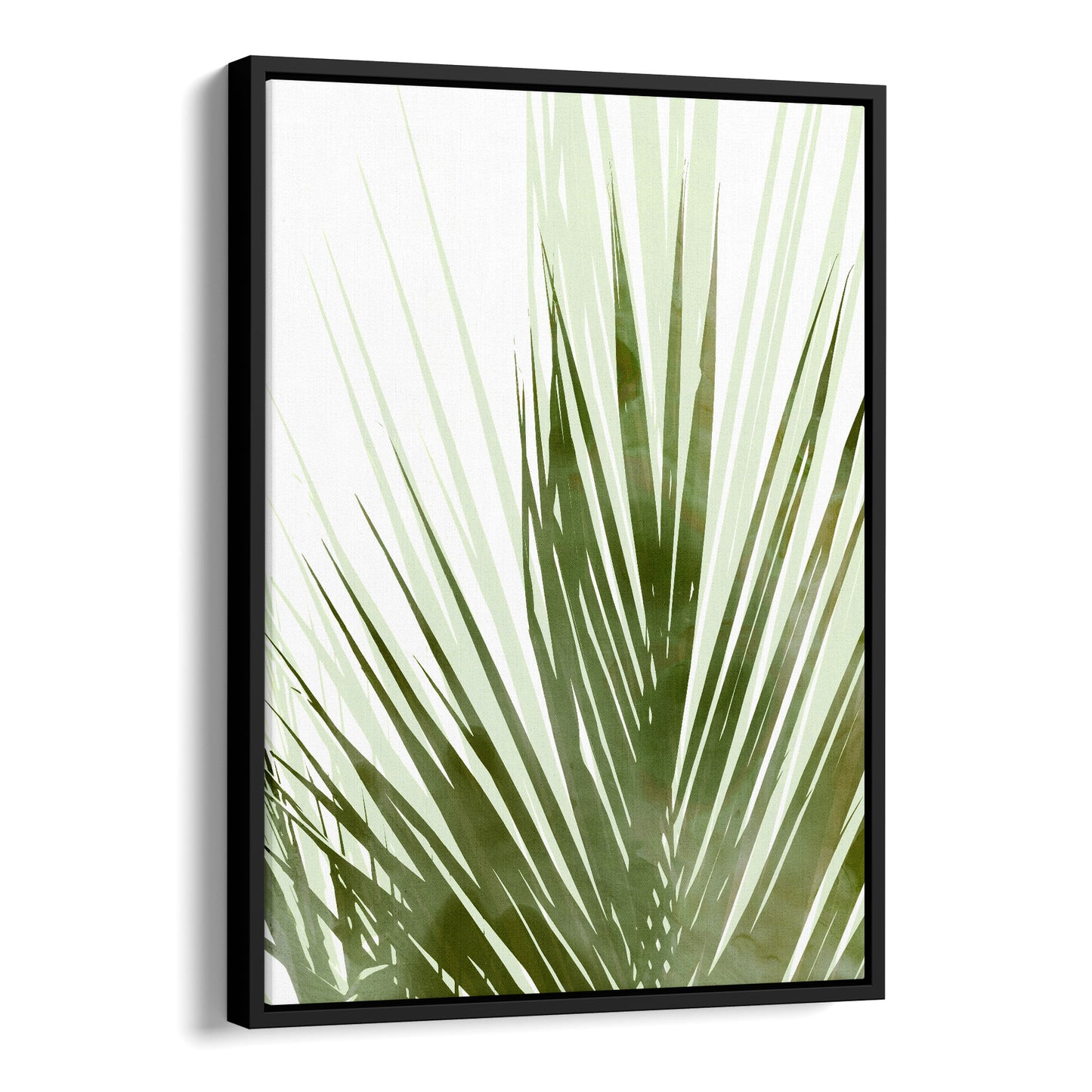 Olive Green Abstract Palm Leaf Botanical Silhouette Print