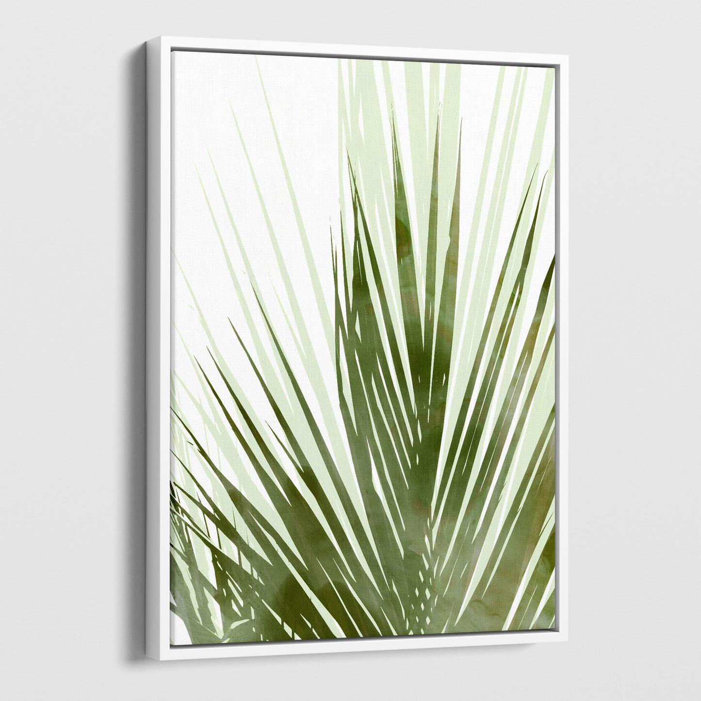 Olive Green Abstract Palm Leaf Botanical Silhouette Print