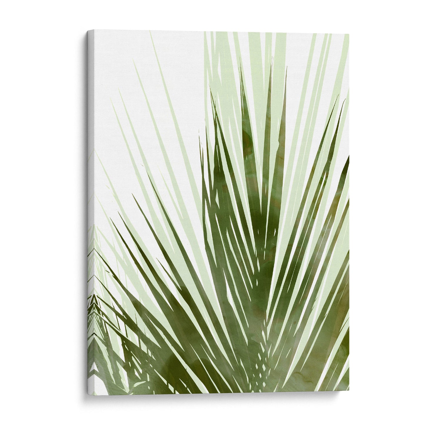 Olive Green Abstract Palm Leaf Botanical Silhouette Print