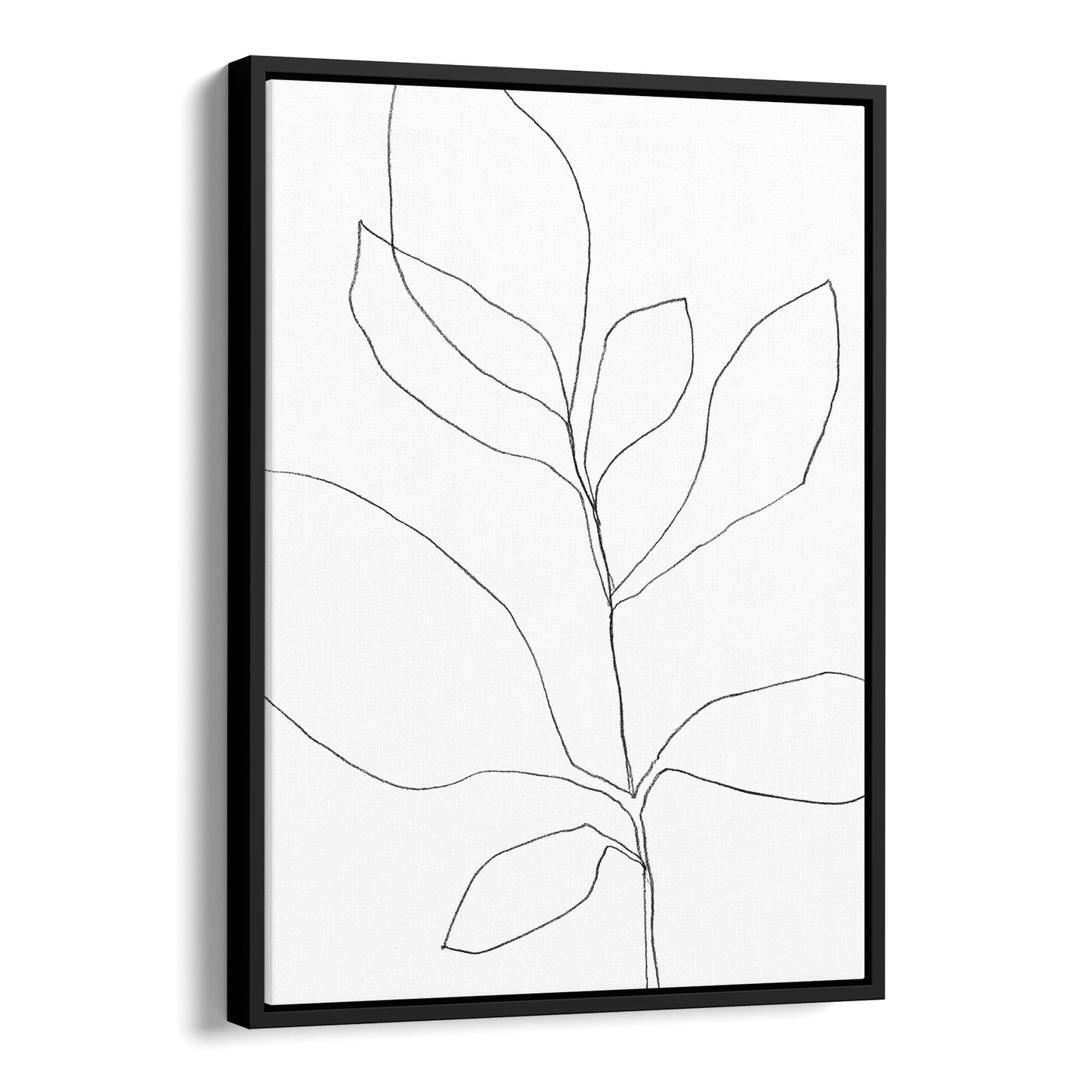 Seven Leaf Plant Black and White Minimalist Botanical Line Drawing Print