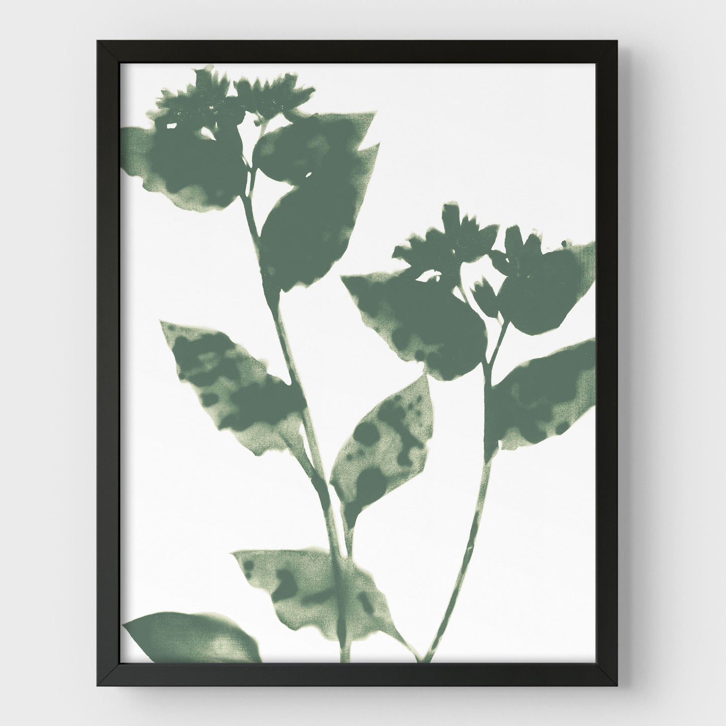 Sage Green Flowers Modern Minimalist Botanical Print