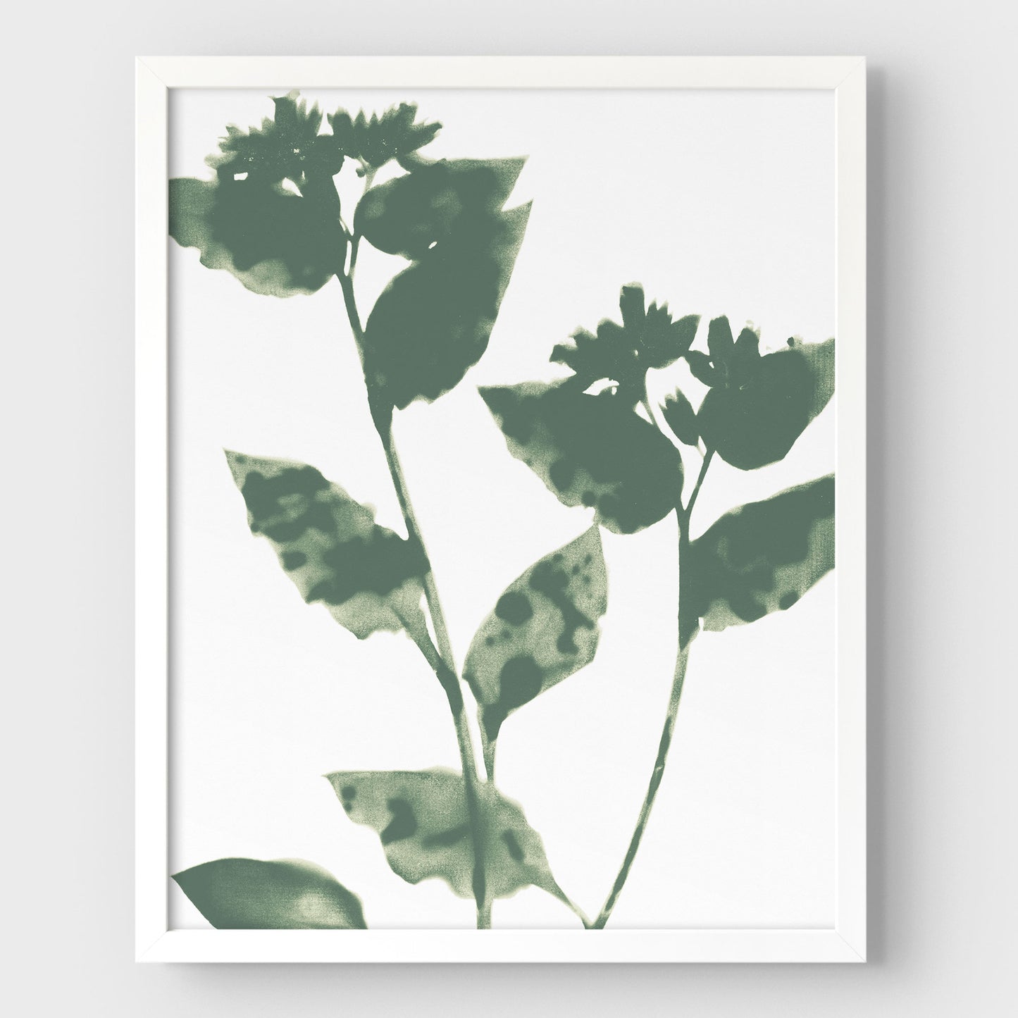 Sage Green Flowers Modern Minimalist Botanical Print