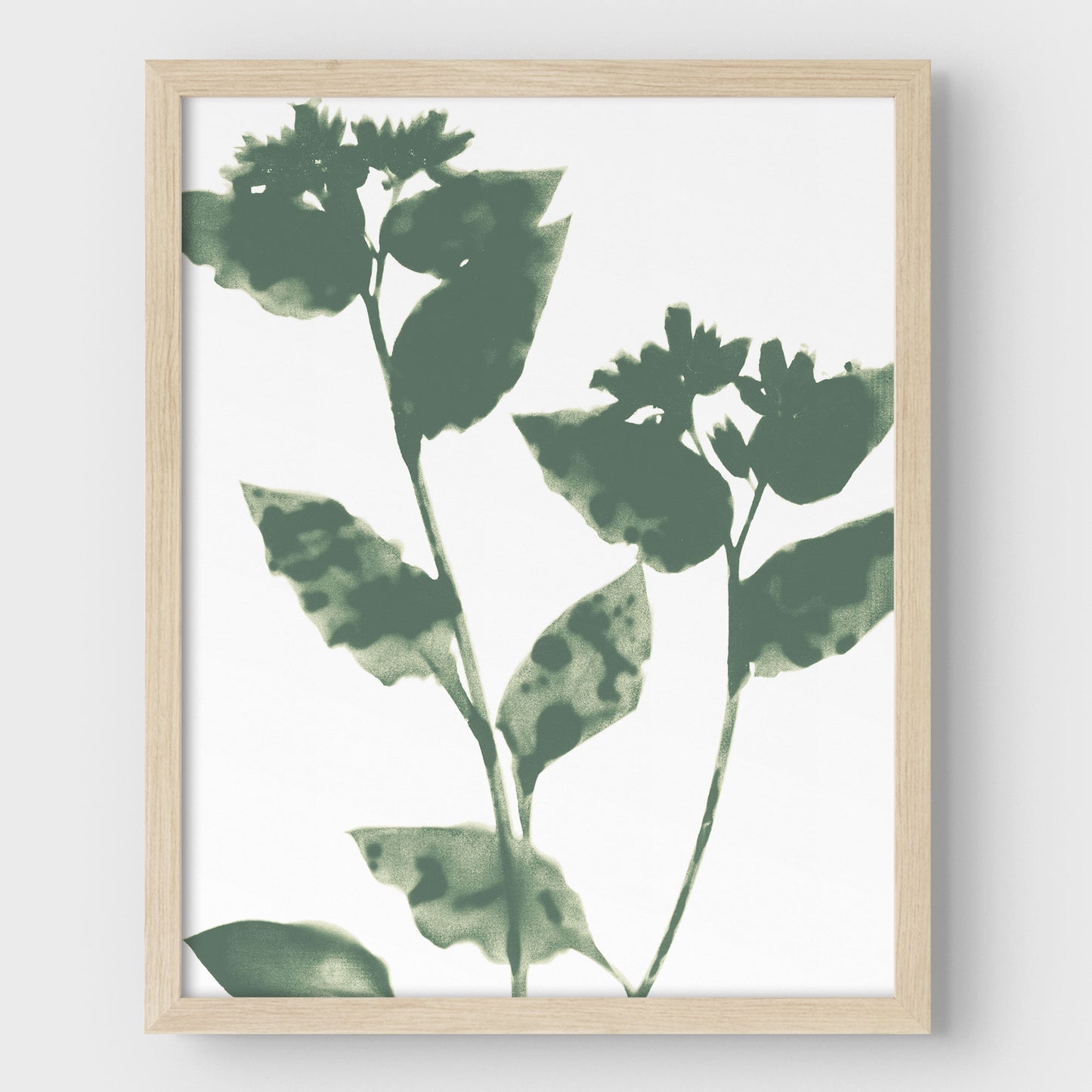 Sage Green Flowers Modern Minimalist Botanical Print