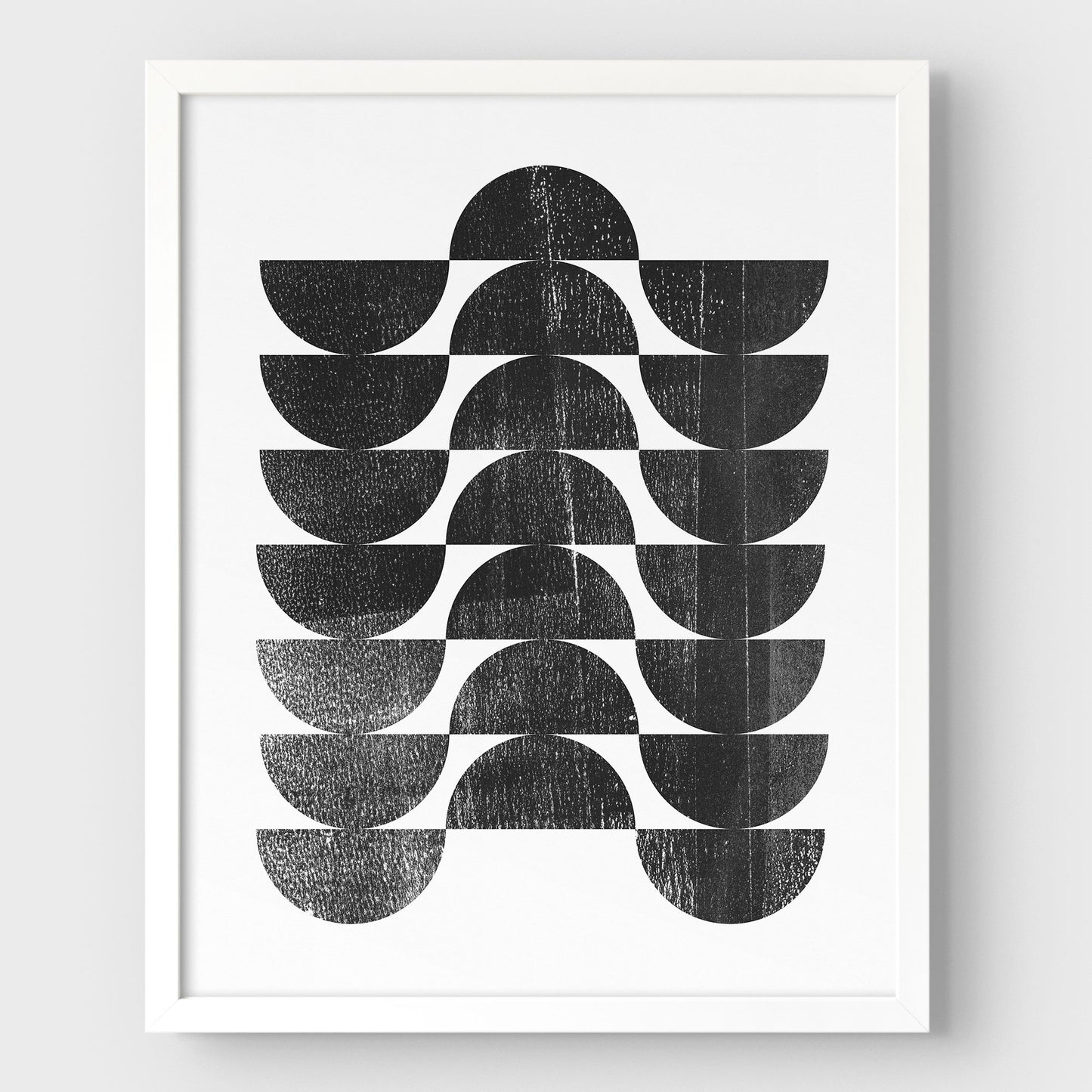 Mid Century Modern Black and White Geometric Op Art Abstract Print