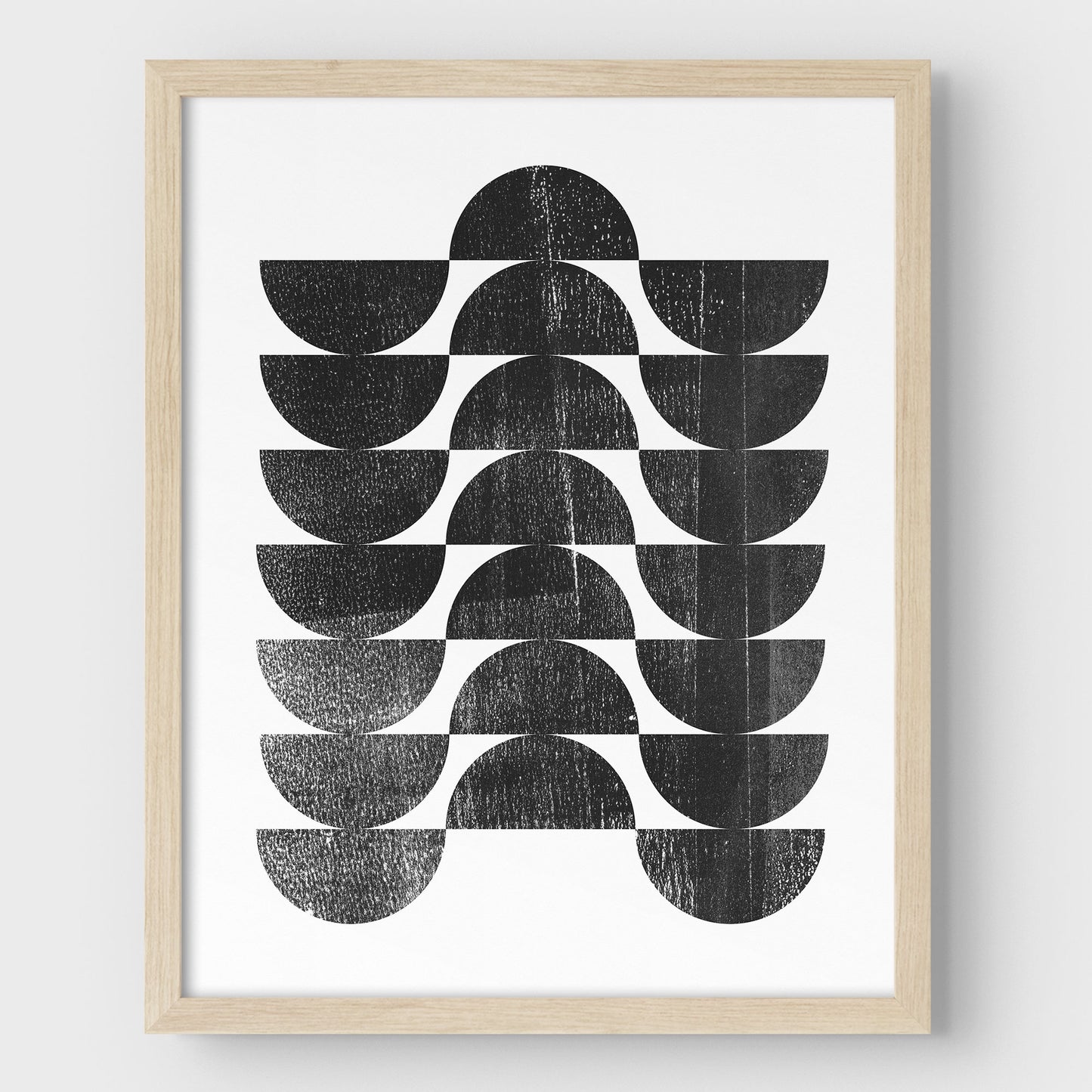 Mid Century Modern Black and White Geometric Op Art Abstract Print