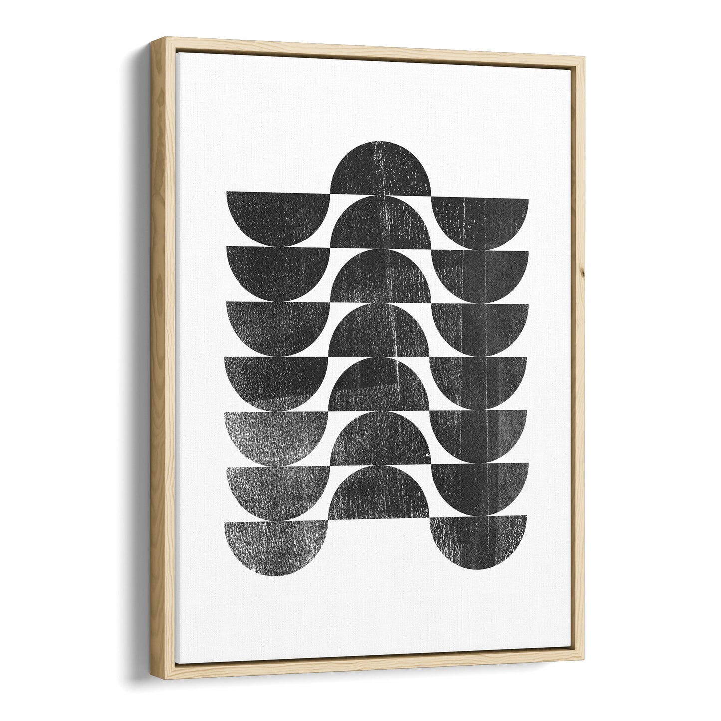 Mid Century Modern Black and White Geometric Op Art Abstract Print
