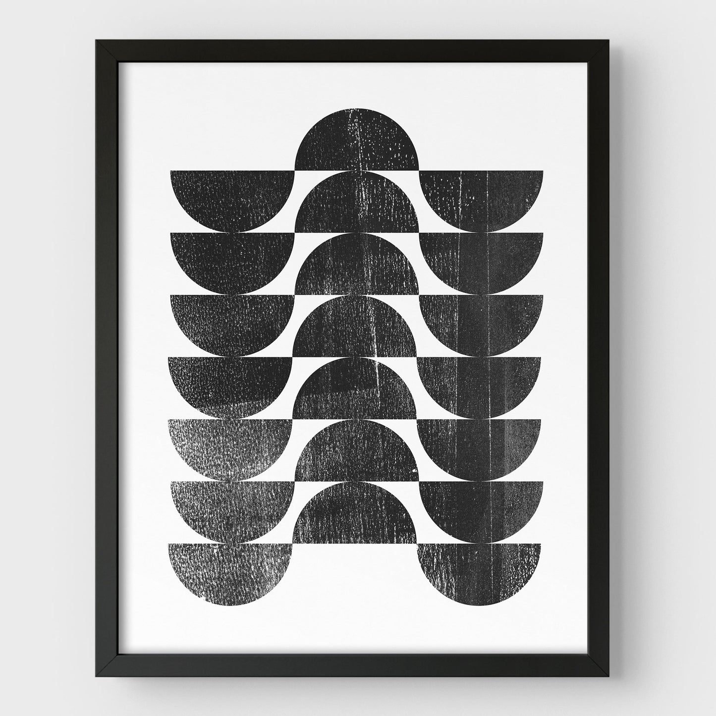 Mid Century Modern Black and White Geometric Op Art Abstract Print