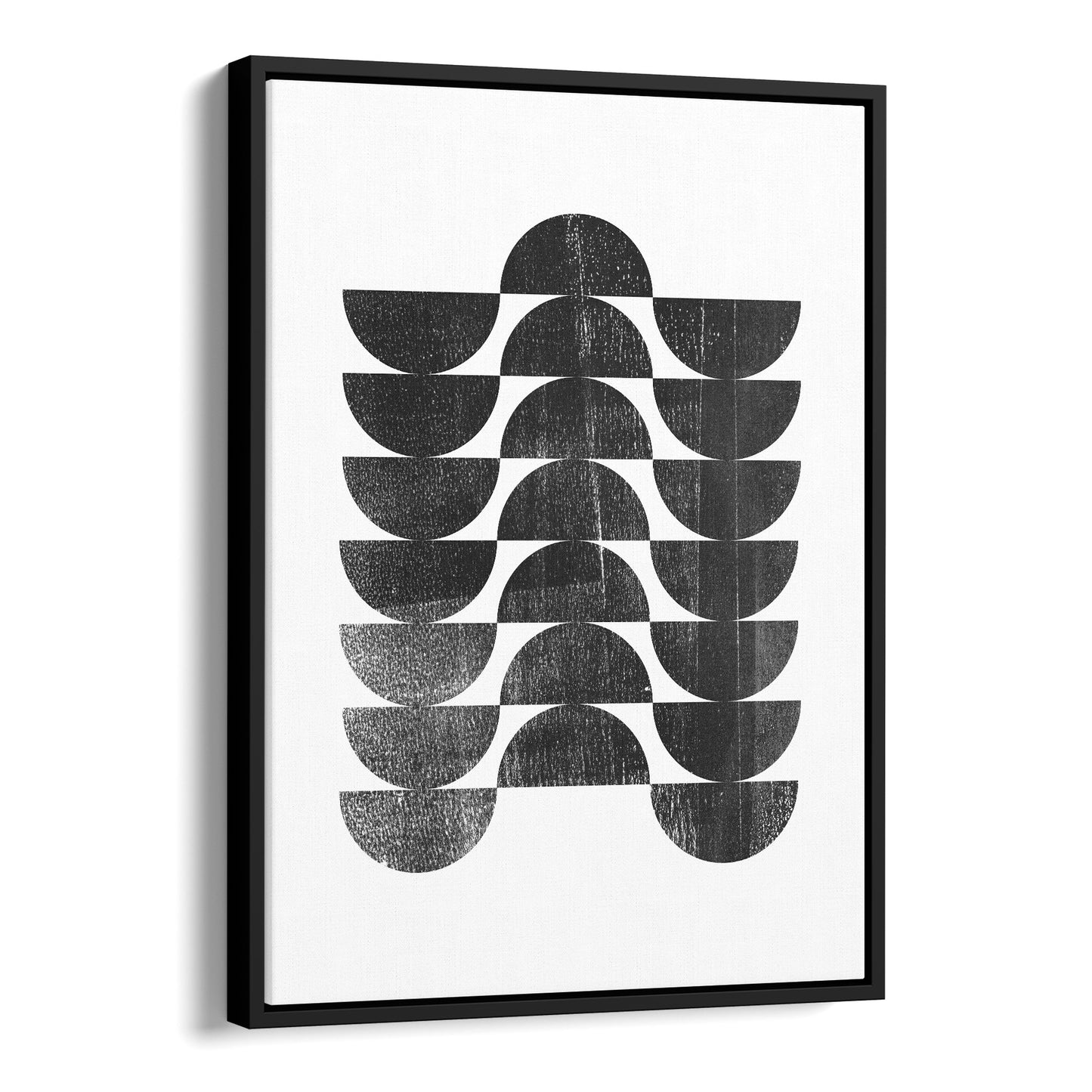 Mid Century Modern Black and White Geometric Op Art Abstract Print