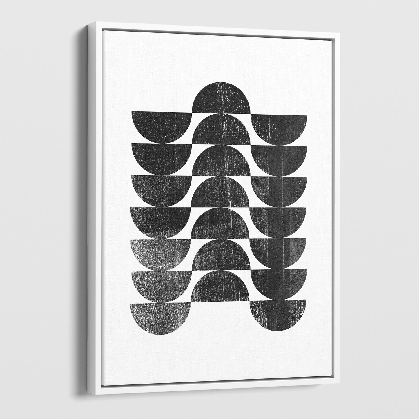 Mid Century Modern Black and White Geometric Op Art Abstract Print