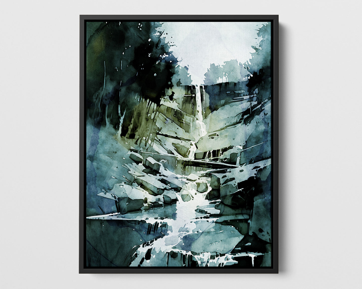 Blue Green Waterfall Print